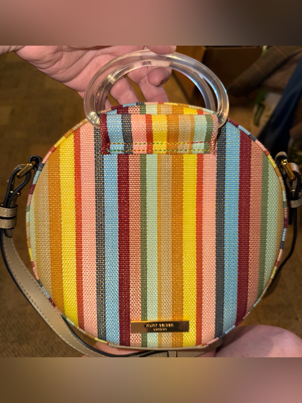 Kurt Geiger Harriet Striped Round Crossbody Bag